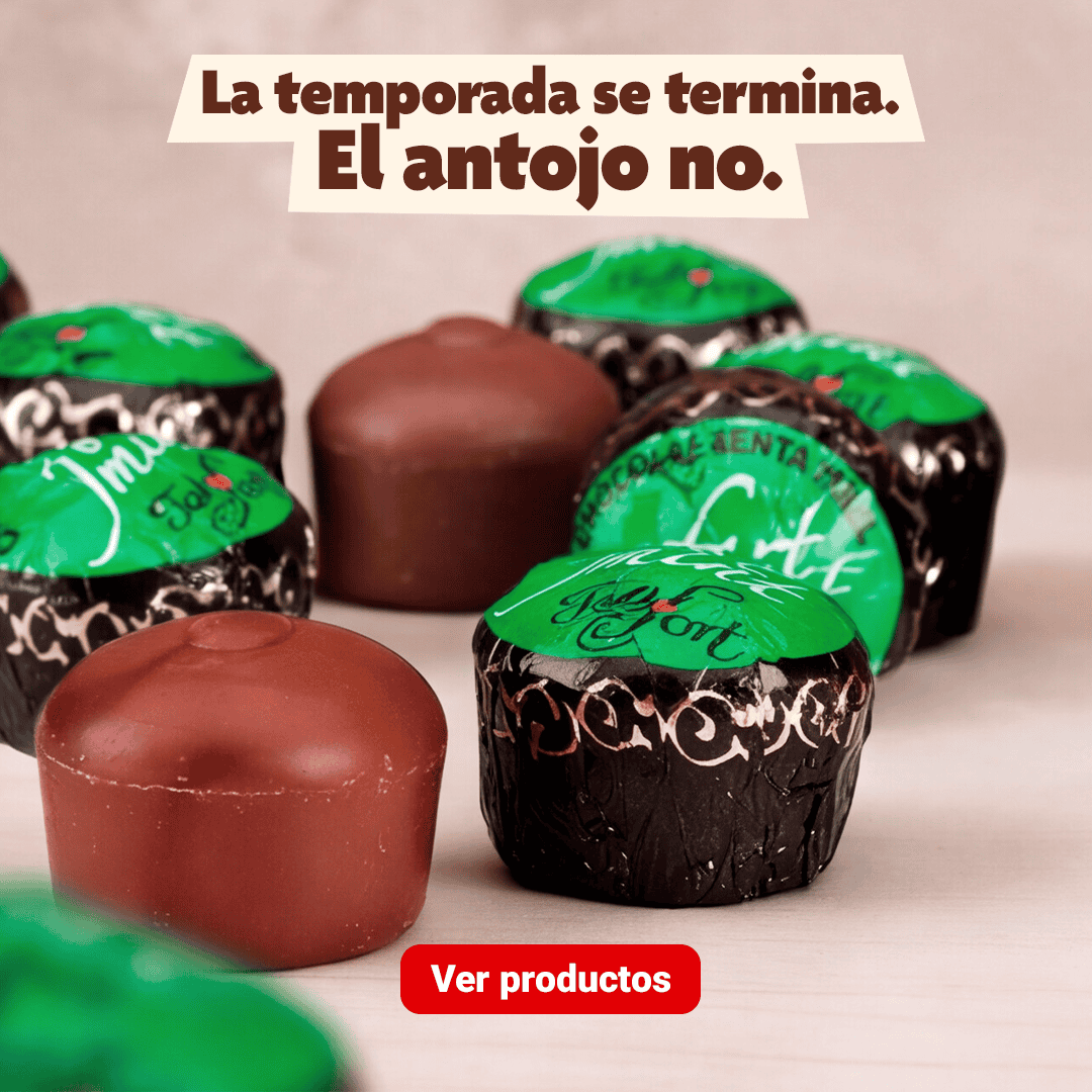 Chocolates Felfort con envoltorios verdes y rojos en fin de temporada.